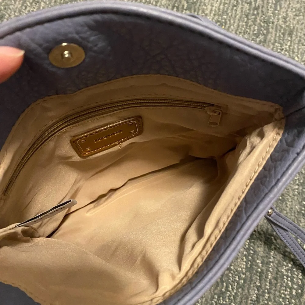 NINE WEST Gray Leather Crossbody Bag - Picture 2 of 4